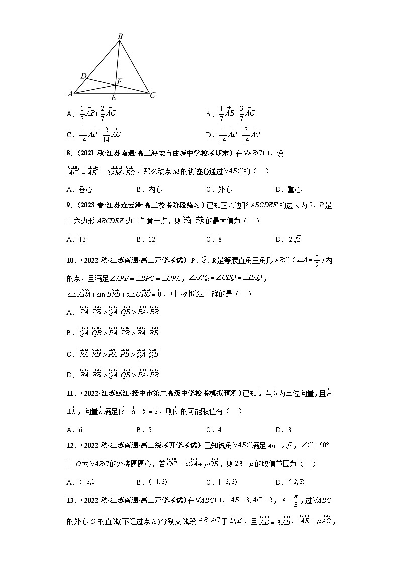 【突破压轴冲刺名校】 压轴专题05 平面向量综合问题小题综合 2023届新高考数学复习尖子生30题难题突破（江苏专用）原卷版第2页