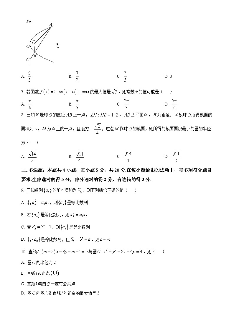 广东省深圳市宝安区2023-2024学年高三上学期期末考试数学试卷（Word版附解析）第2页