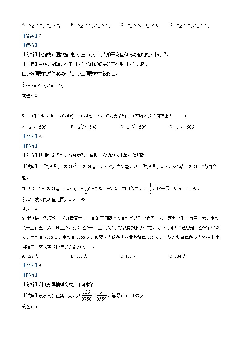 安徽省亳州市蒙城县2023-2024学年高一上学期期末联考数学试题（Word版附解析）03