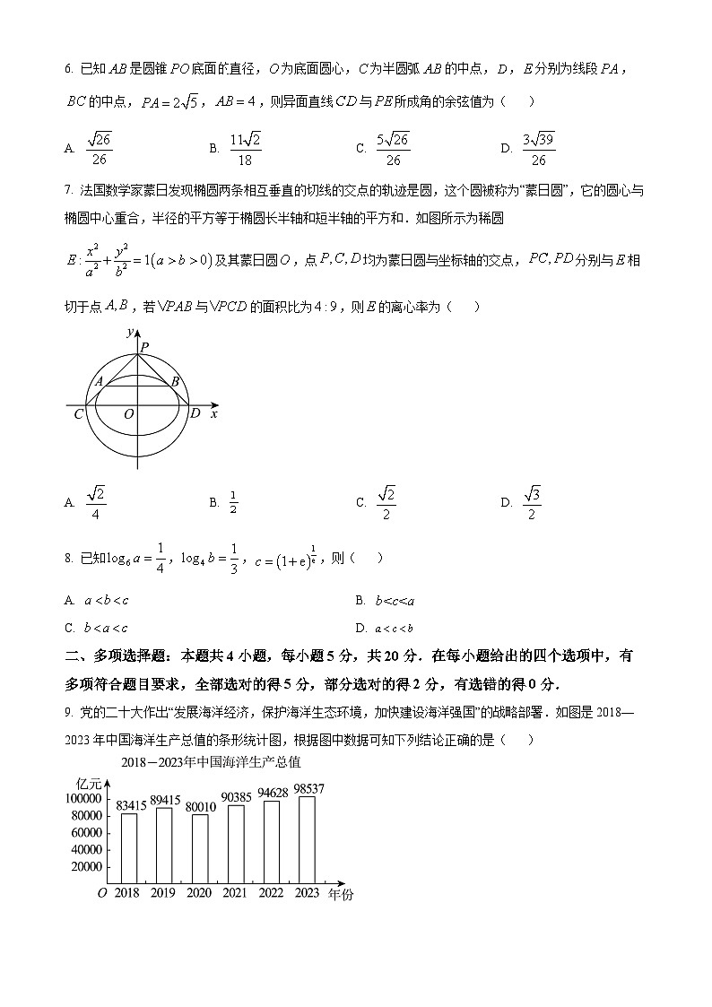 安徽省部分学校2024届高三上学期期末质量检测数学试题（原卷版）第2页