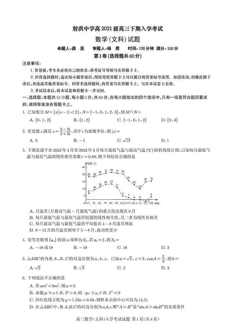 数学（文）试题第1页