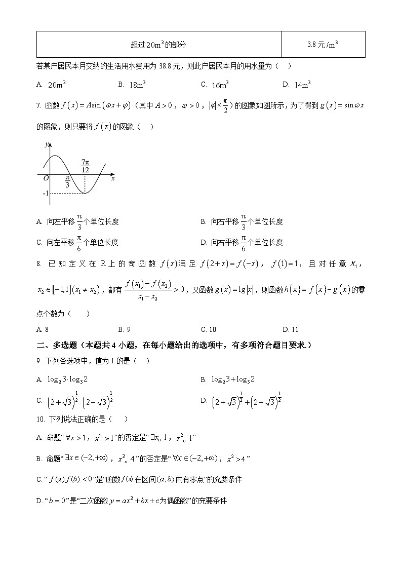 安徽省合肥市六校联盟2021-2022学年高一上学期期末联考数学试卷试卷（Word版附解析）02