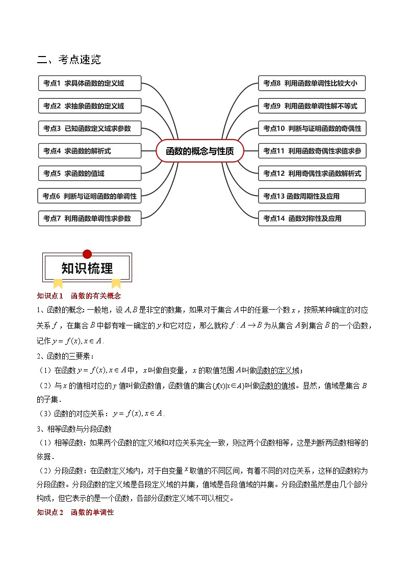 【讲通练透】高考数学知识大盘点 专题03 函数的概念与性质（思维导图 知识梳理 方法技巧 易混易错）02