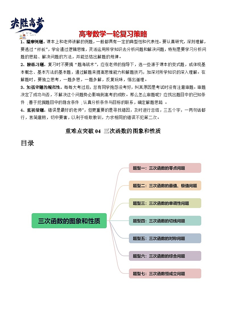 重难点突破04 三次函数的图象和性质 （七大题型）（原卷版）第1页