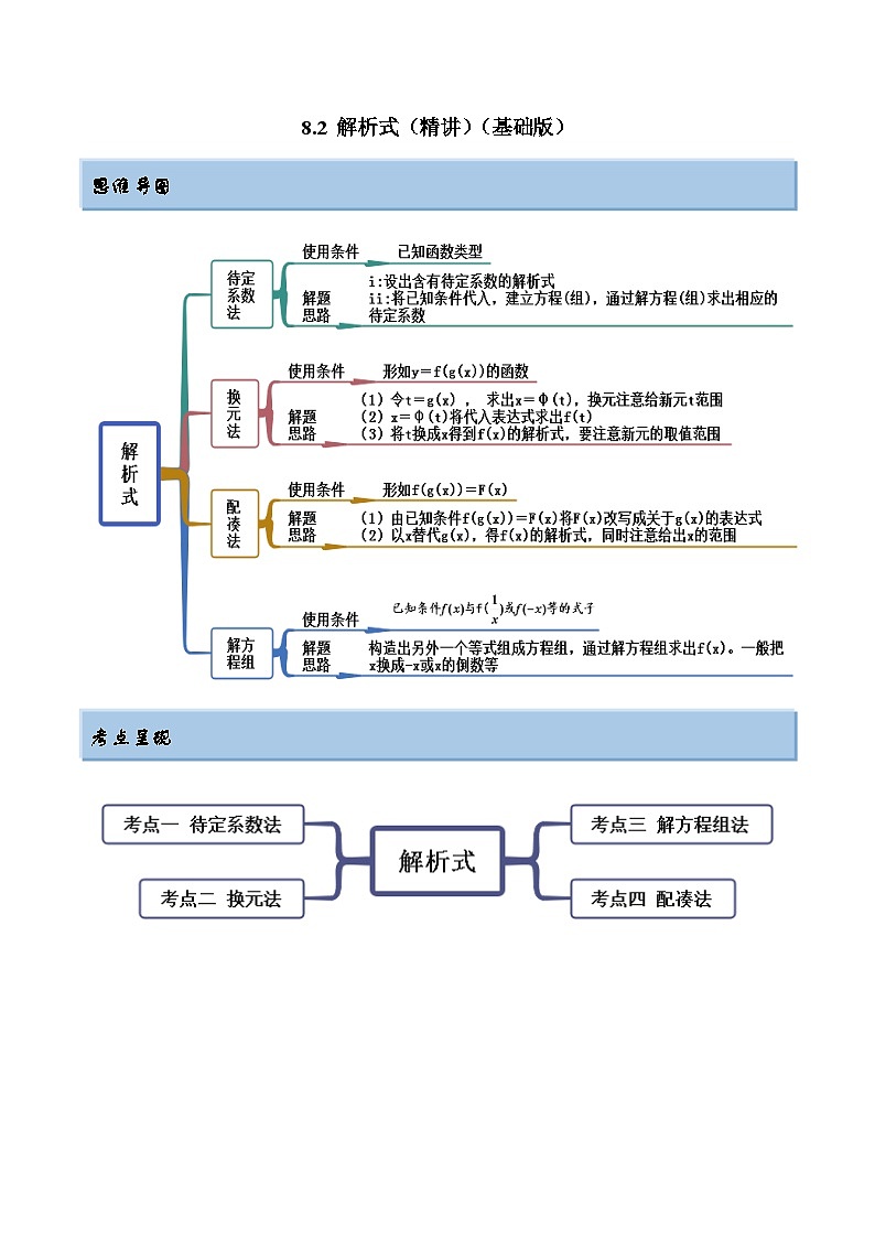 2024年新高考专用数学第一轮复习讲义一隅三反基础版 8.2 解析式（精讲）（基础版）（原卷版+解析版）01