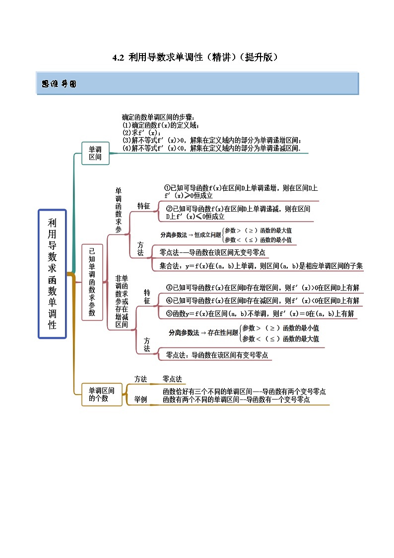 2024年新高考数学专用第一轮复习讲义一隅三反提升卷 4.2 利用导数求单调性（精讲）（提升版）（原卷版+解析版）01