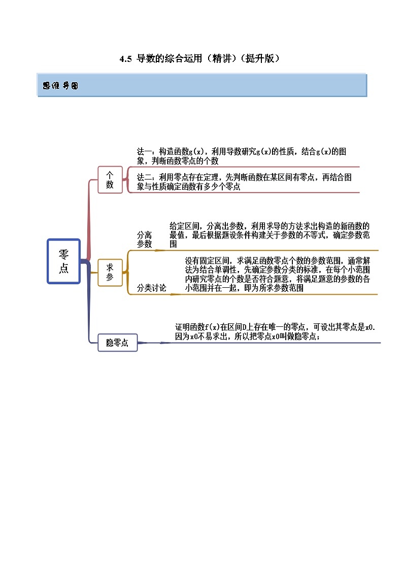 2024年新高考数学专用第一轮复习讲义一隅三反提升卷 4.5 导数的综合运用（精讲）（提升版）（原卷版+解析版）01