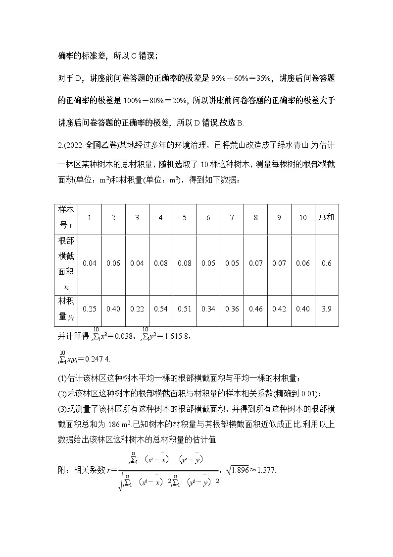 微专题44　统计与成对数据的统计分析-2024高考数学二轮复习微专题02