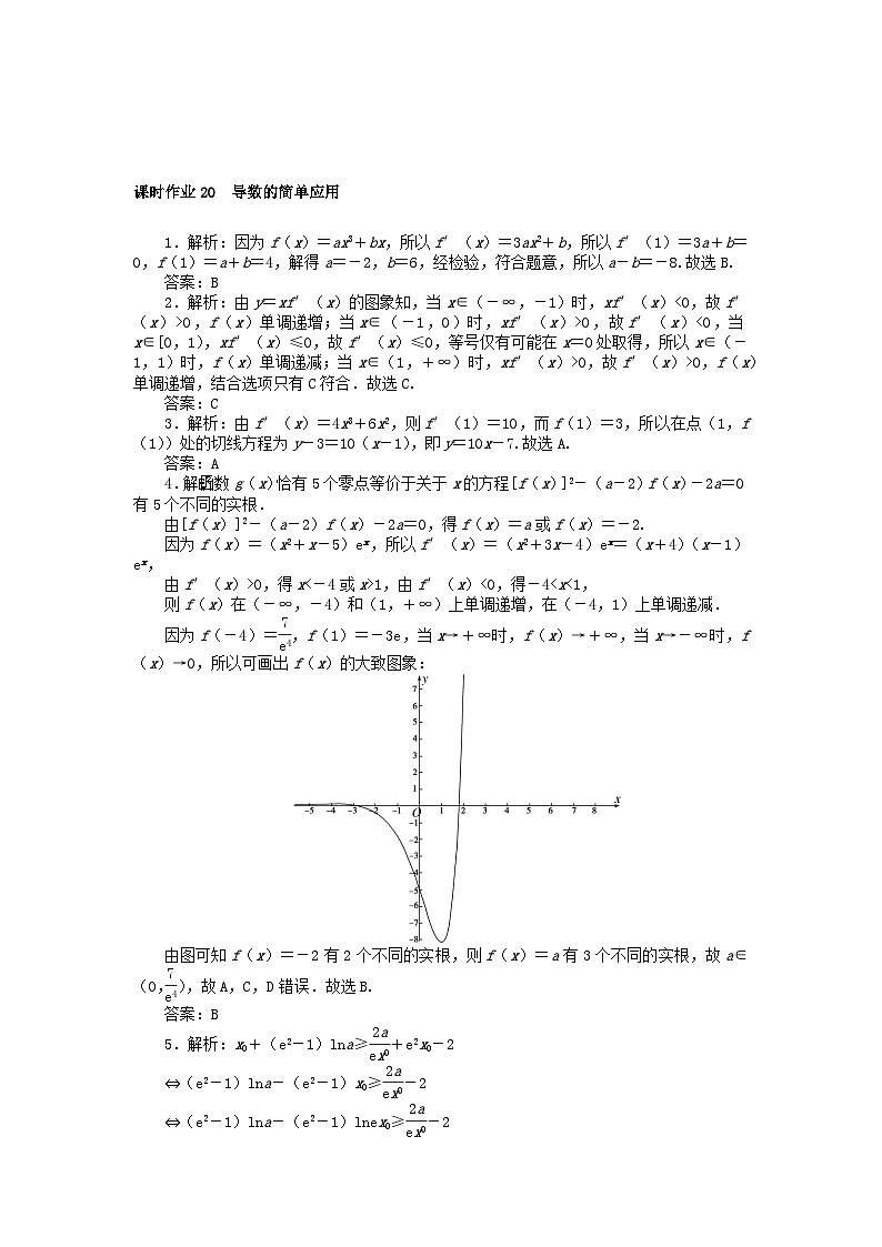 统考版2024高考数学二轮专题复习课时作业20导数的简单应用理第3页