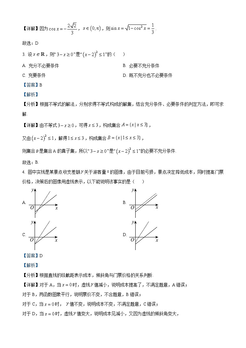 浙江省湖州市2023-2024学年高一上学期期末数学试题 Word版含解析第2页