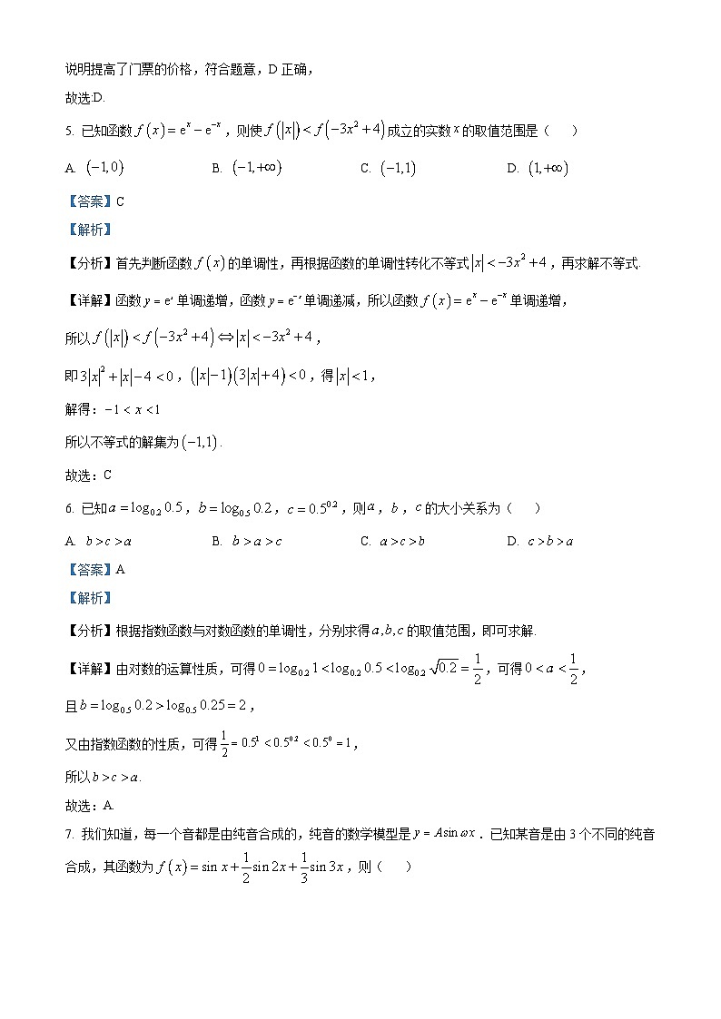 浙江省湖州市2023-2024学年高一上学期期末数学试题 Word版含解析第3页