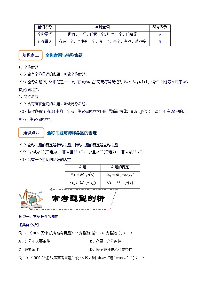 专题1.2 全称量词与存在量词、充要条件（讲+练）-备战高考数学大一轮复习核心考点精讲精练（新高考专用）02