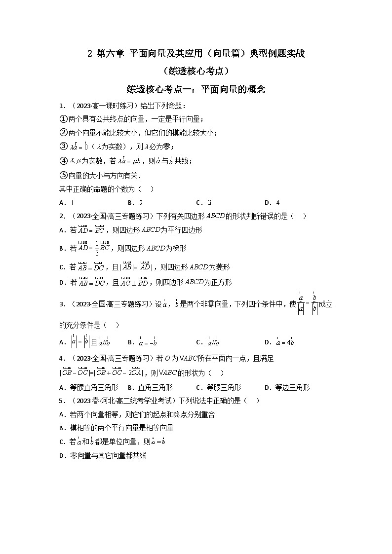 2 第六章 平面向量及其应用（向量篇）典型例题实战（练透核心考点）（原卷版）第1页