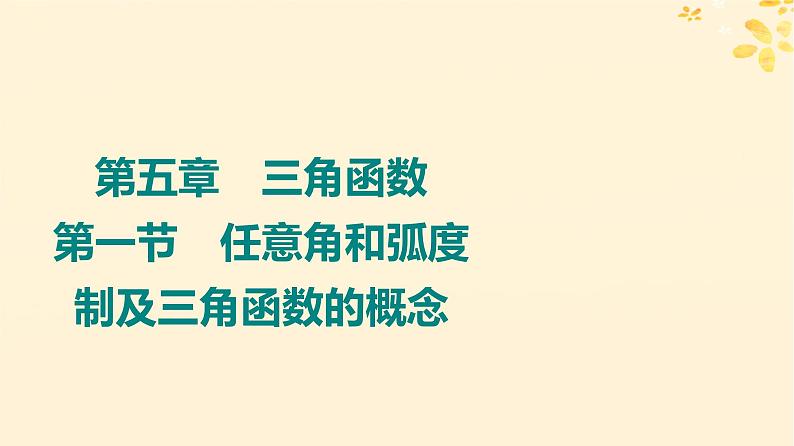 2024版高考数学全程学习复习导学案第五章三角函数第一节任意角和蝗制及三角函数的概念课件第1页