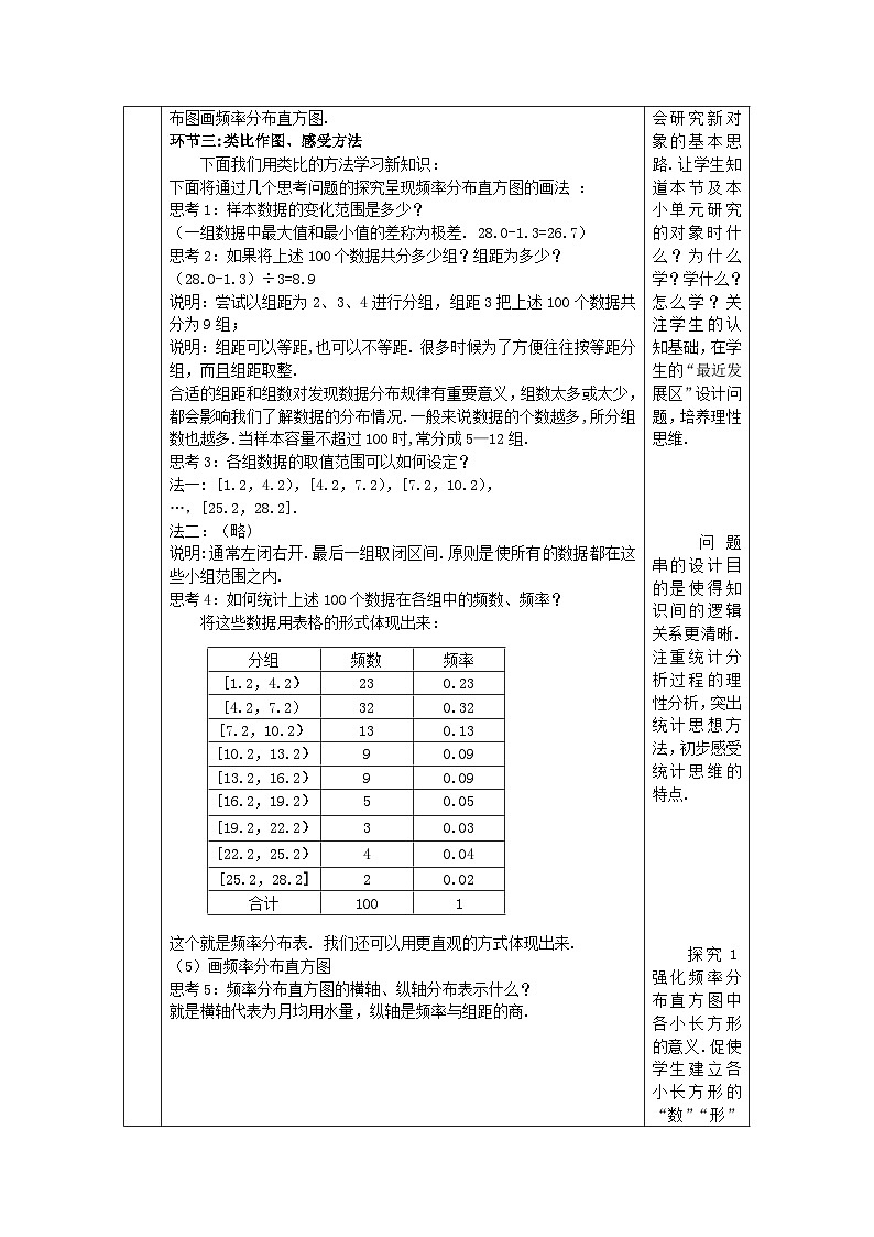高一数学（人教A版）9.2.1.1总体取值规律的估计（一）教案第3页