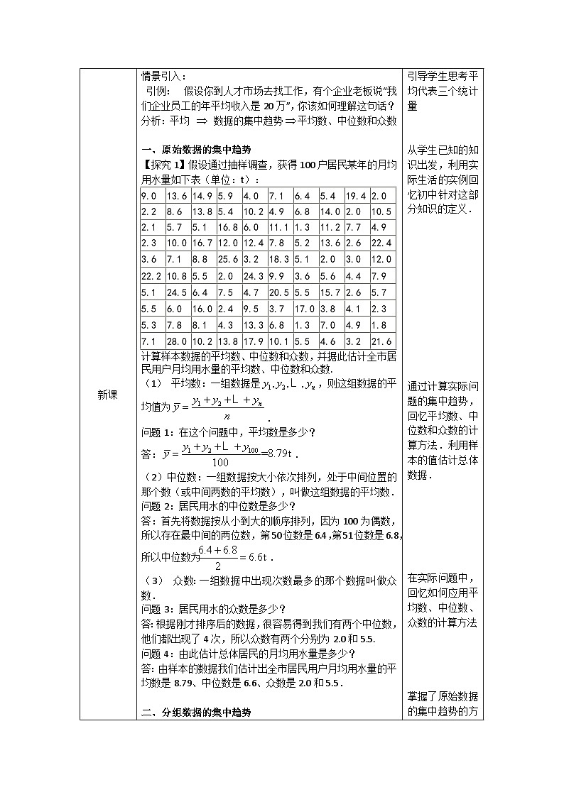 高一数学（人教A版）9.2.3　总体集中趋势的估计教案第2页