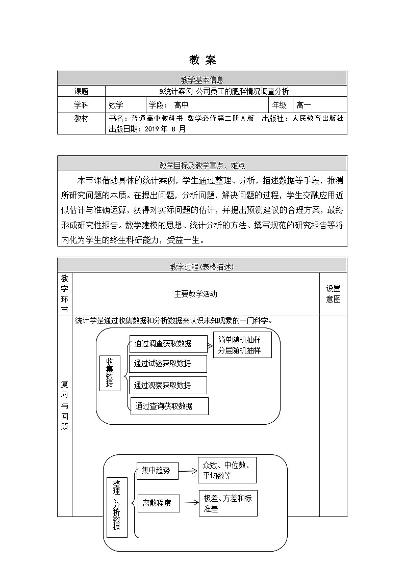 高一数学（人教A版）9统计案例教案01