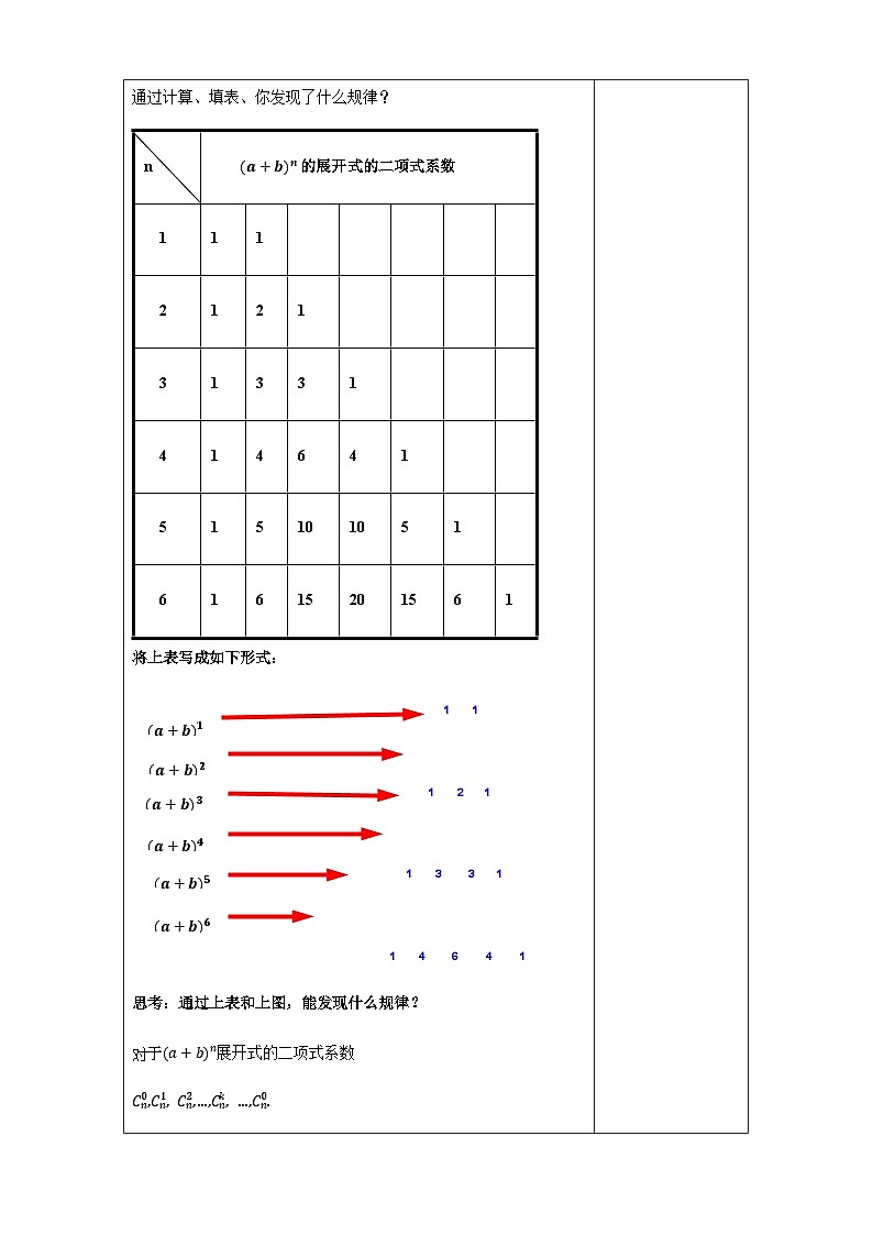 人教A版选择性必修第三册数学6.3.2二项式系数的性质教学设计03