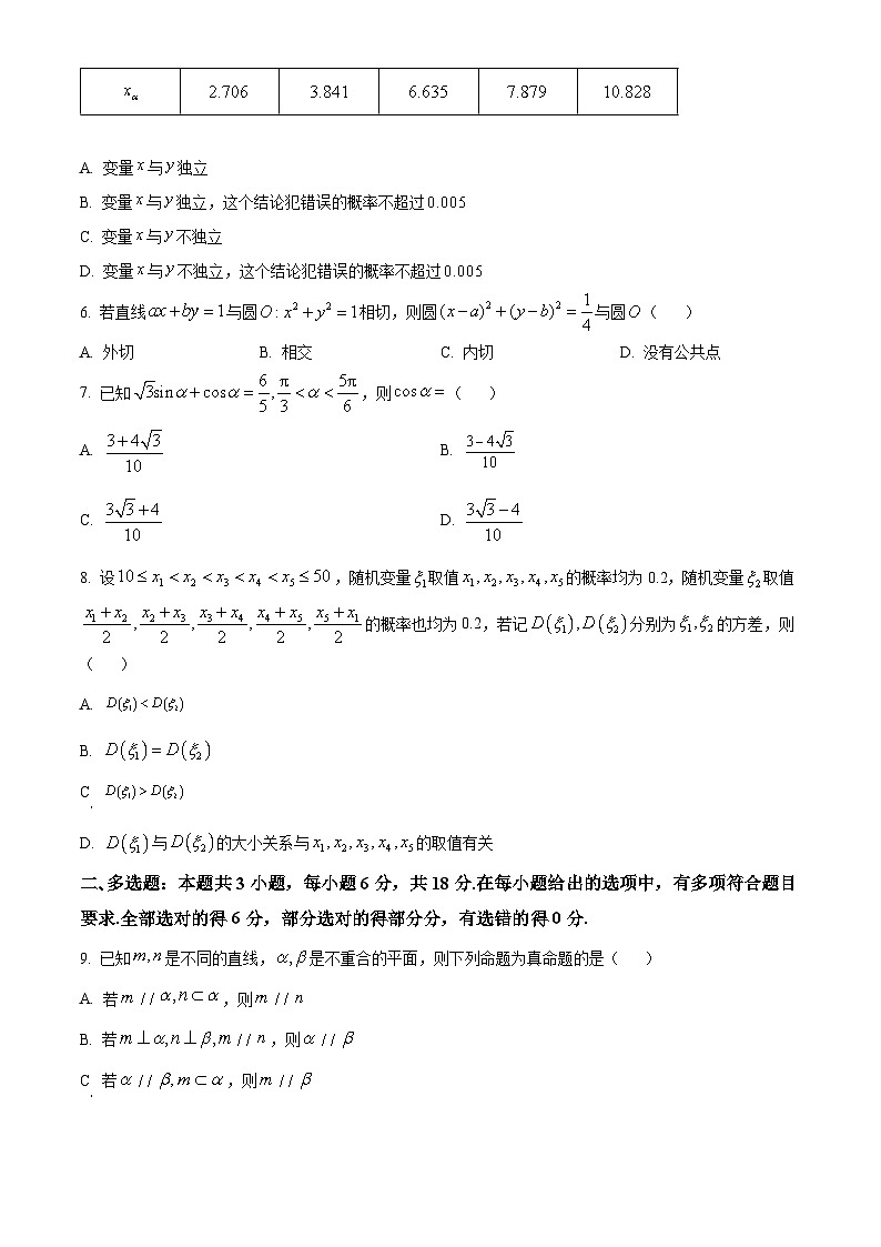 2024广州天河区高三下学期综合测试（二）数学含解析第2页