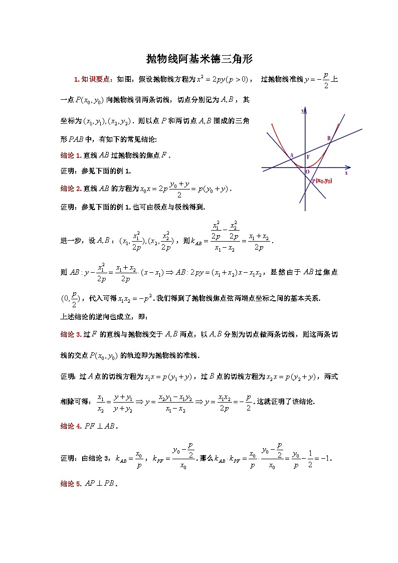 专题  解析几何  .阿基米德三角形第1页
