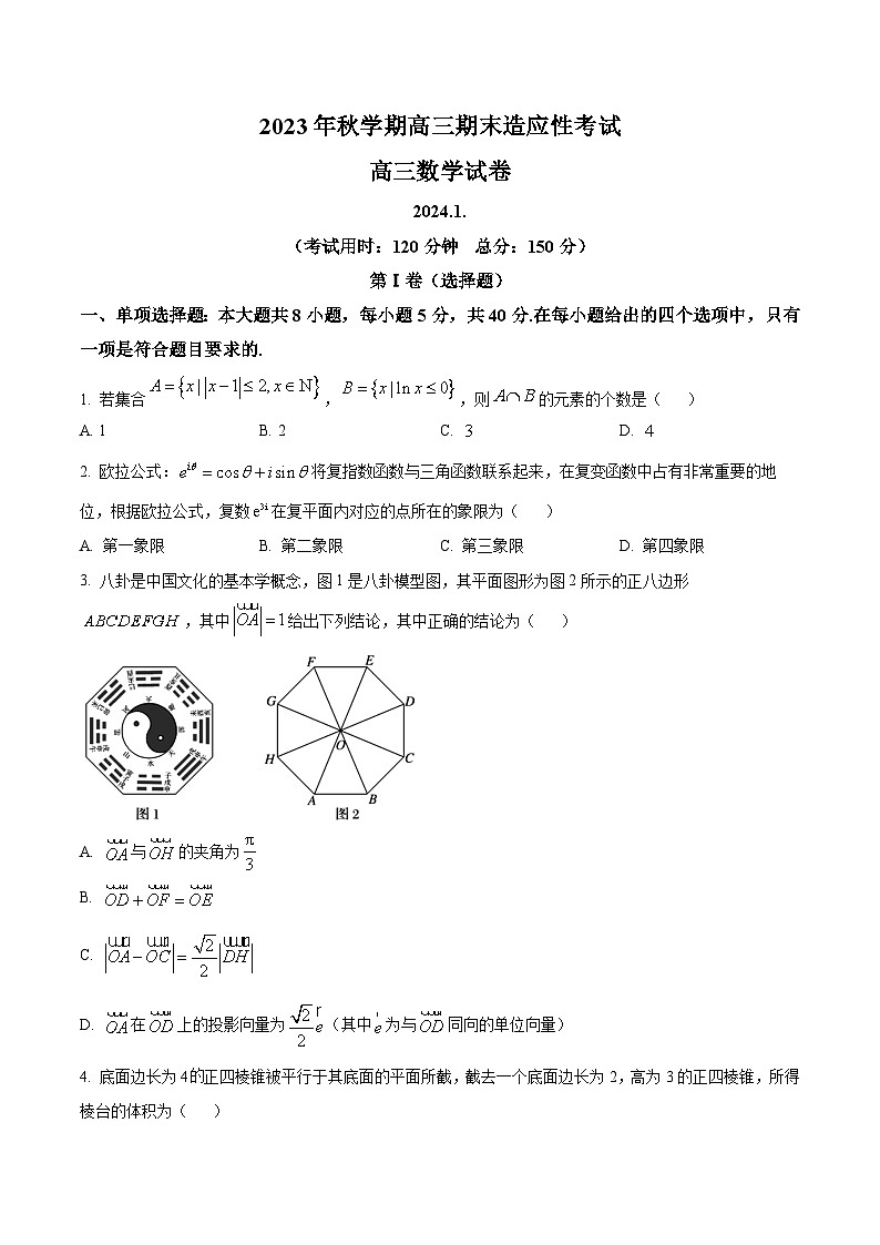 江苏省泰州市兴化市2024届高三上学期期末适应性考试数学试题01
