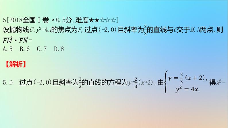 2025版高考数学一轮复习真题精练第八章平面解析几何第30练抛物线及其性质课件07