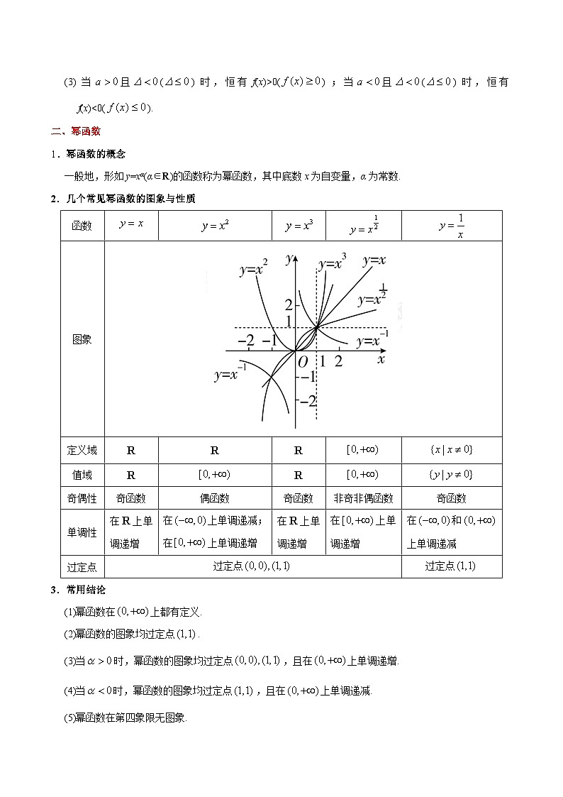 最新高考理数考点一遍过讲义 考点06 二次函数与幂函数03