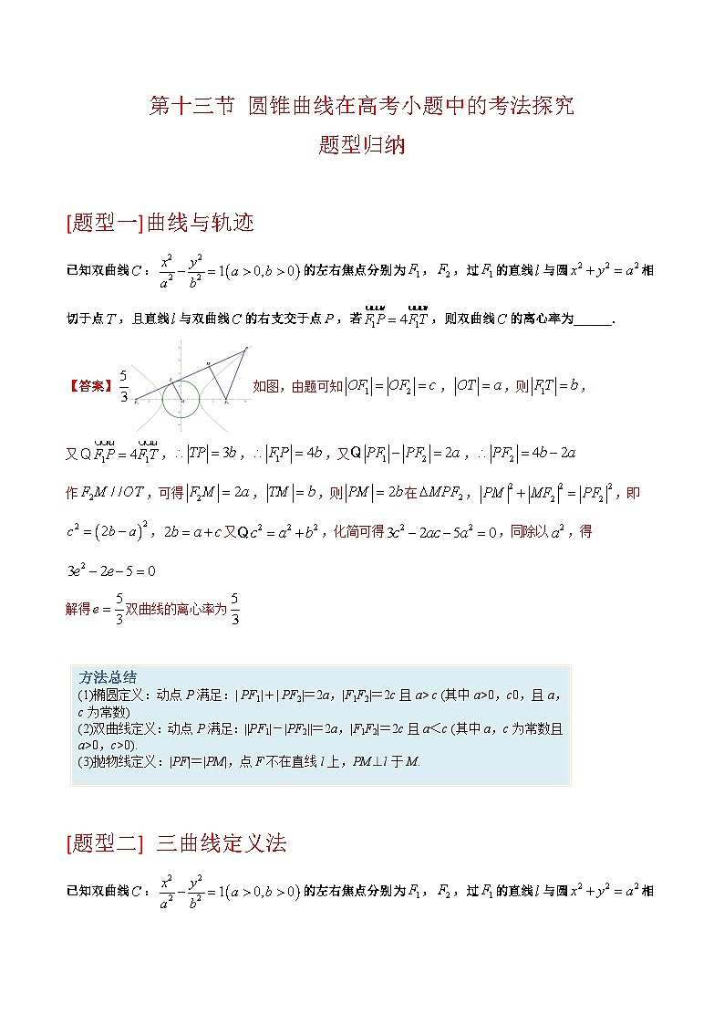 新高考数学圆锥曲线62种题型第十三讲 圆锥曲线在高考小题中的考法探究(教师版)01