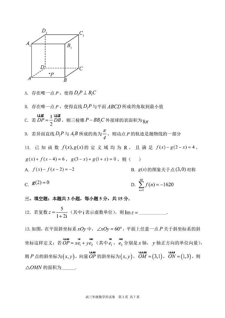 2024年初东北育才学校高中部第六次模拟考试数学试题第3页