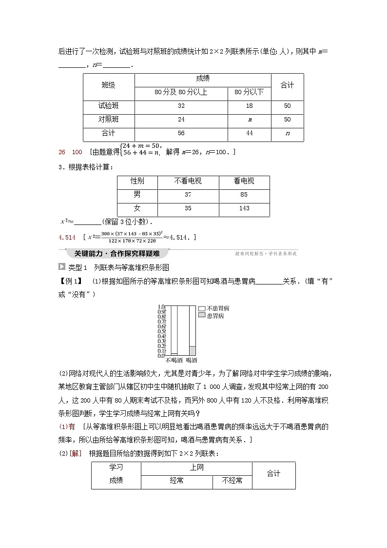 新教材同步备课2024春高中数学第8章成对数据的统计分析8.3列联表与独立性检验8.3.1分类变量与列联表8.3.2独立性检验教师用书新人教A版选择性必修第三册03