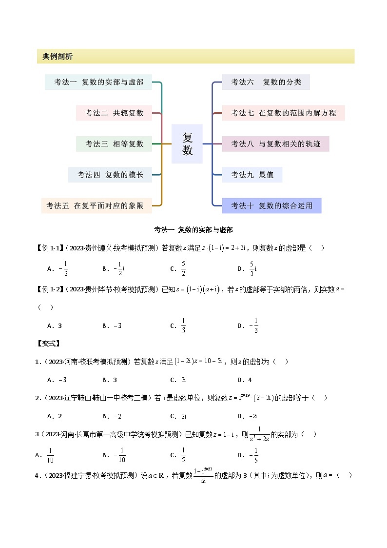 2024年高考数学二轮复习专题02复数(选填题10种考法)(原卷版+解析)第2页