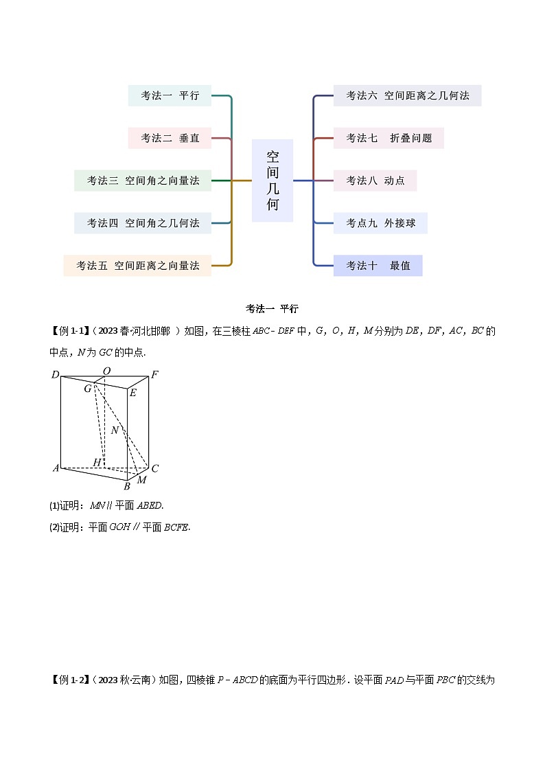 2024年高考数学二轮复习专题03空间几何与空间向量(解答题10种考法)讲义(原卷版+解析)第3页