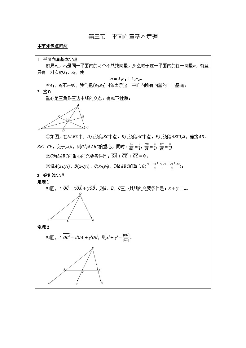 人教A版（2019）高中数学必修二第六章平面向量基本定理讲义（教师版）第1页