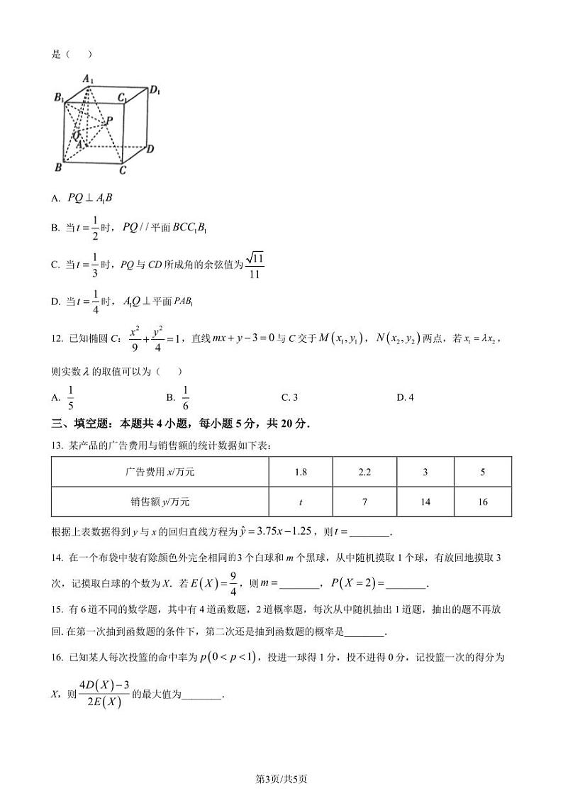 辽宁辽阳2023-2024学年高二上学期1月期末考试数学试卷（原卷版+解析版）第3页