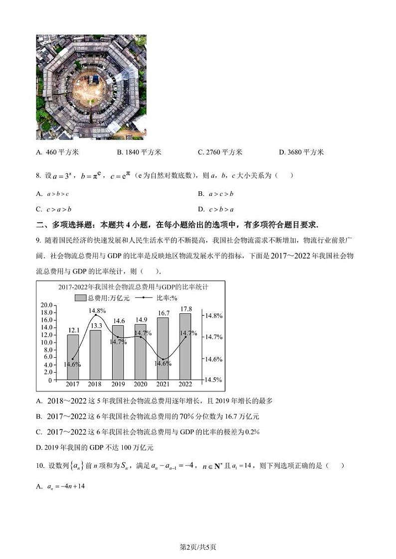 江苏南通名校联盟2024届高三上学期12月学业质量联合监测数学试题（原卷版+解析版）第2页