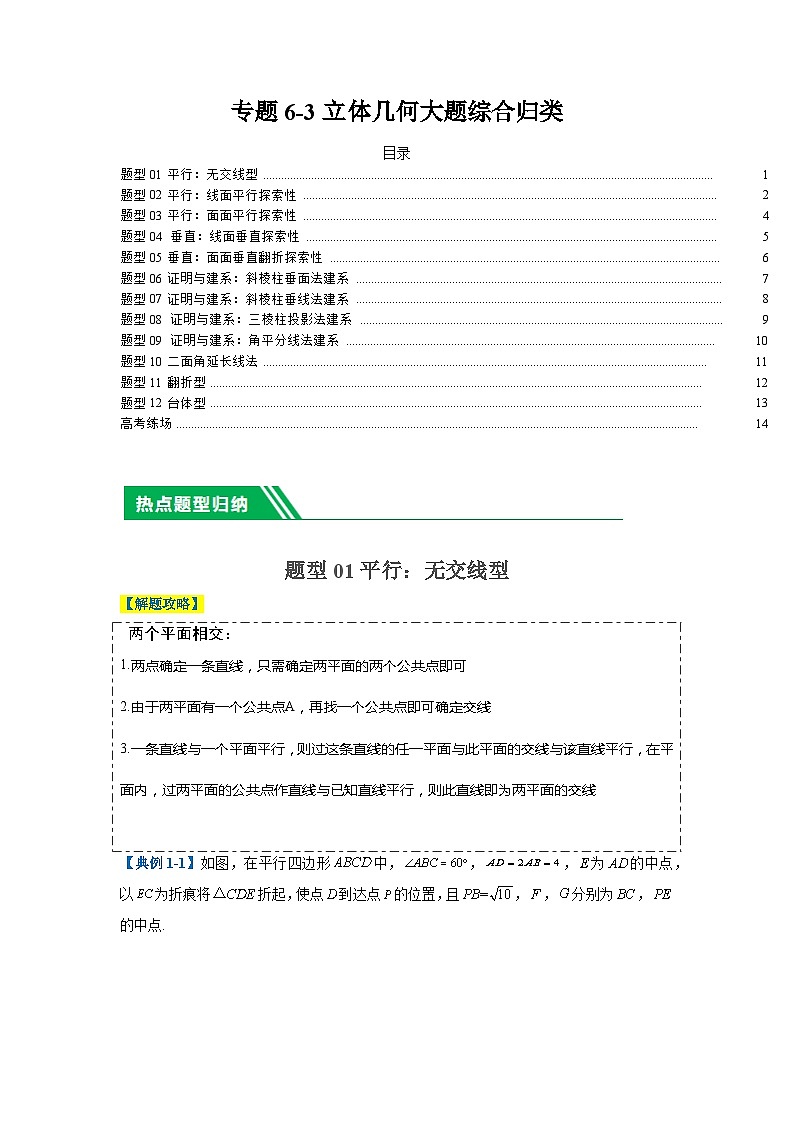 专题6-3立体几何大题综合归类 原卷第1页