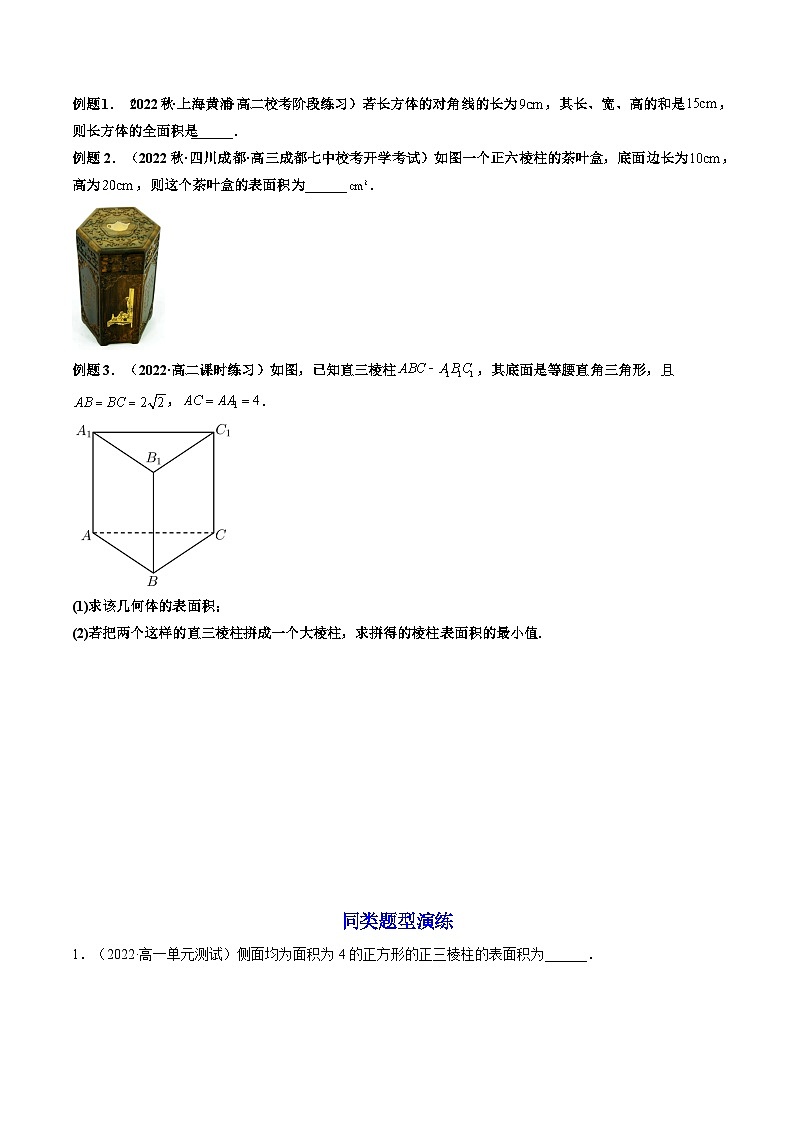 第1讲 简单几何体的表面积与体积（练透重点题型）-2023-2024学年高一数学下学期重点题型精讲精练（人教A版必修第二册）02