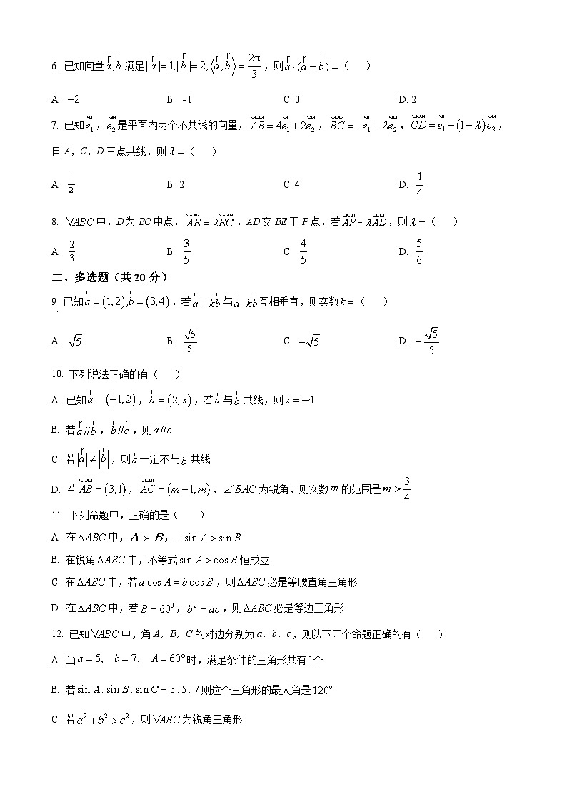 新疆喀什市喀什大学附属中学2023-2024学年高一下学期3月月考数学试题（原卷版+解析版）02