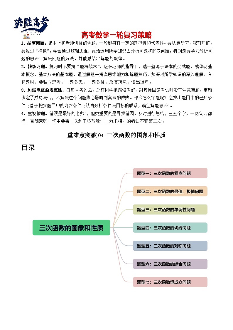 重难点突破04 三次函数的图象和性质 （七大题型）（原卷版）第1页