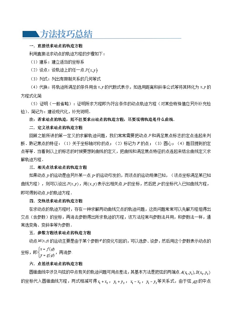 重难点突破05 求曲线的轨迹方程（十大题型）-2024年高考数学一轮复习（新教材新高考）02