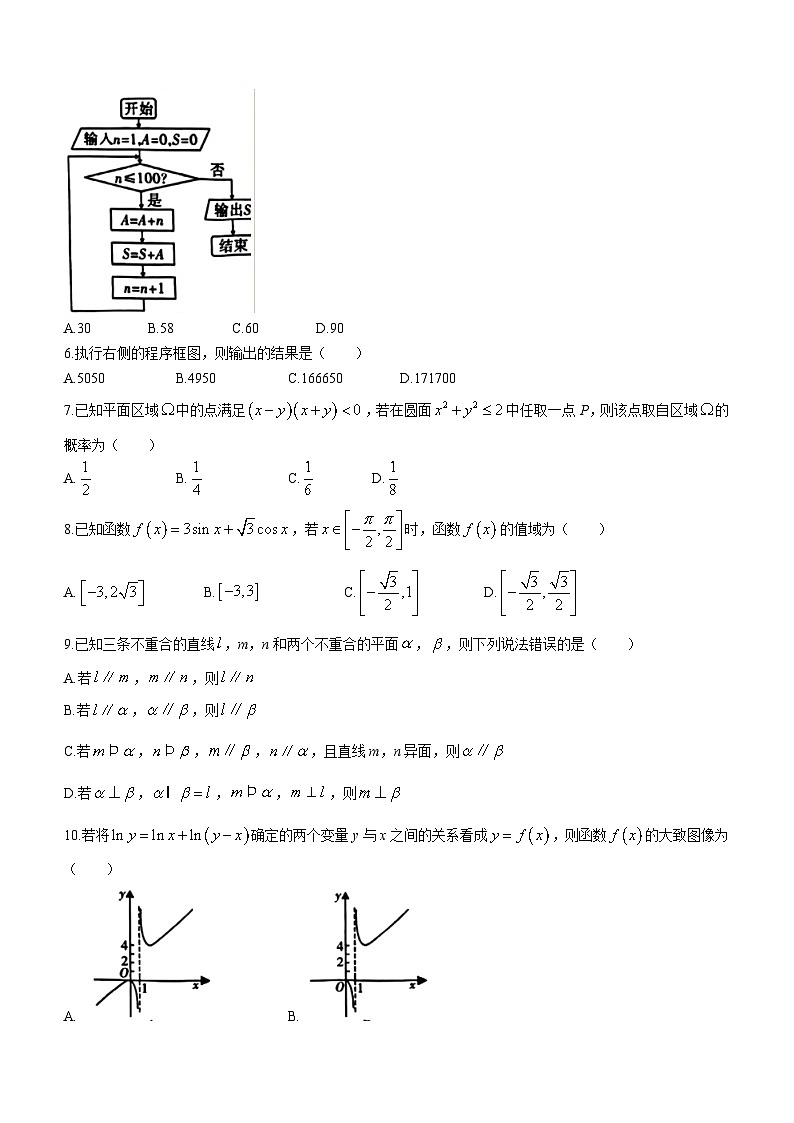 陕西省咸阳市2024届高三下学期高考模拟检测（二）数学（文）试卷（Word版附答案）02