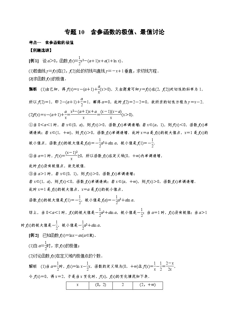 专题10 含参函数的极值、最值讨论(解析版)第1页