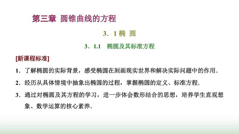 人教A版高中数学选择性必修第一册3-1-1椭圆及其标准方程课件第1页