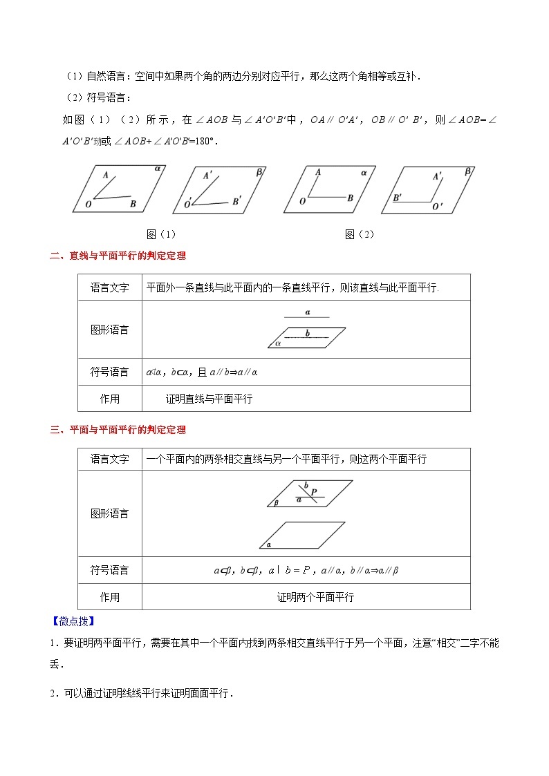 第06讲 空间直线、平面的平行-高一数学同步精品讲义（人教A版必修第二册）02