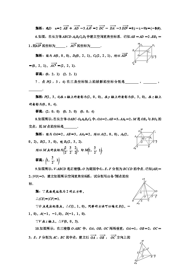 人教A版高中数学选择性必修第一册课时跟踪检测(四)空间直角坐标系含答案第2页