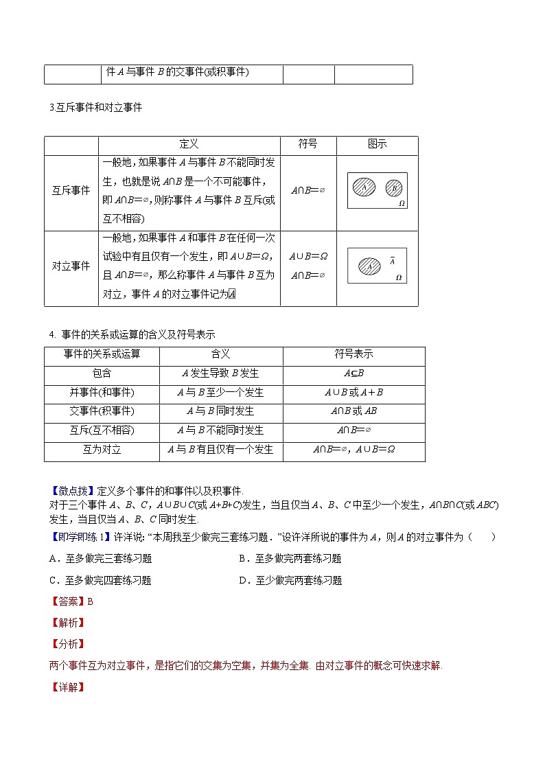 第02讲 事件的关系和运算-高一数学同步精品讲义（人教A版必修第二册）02