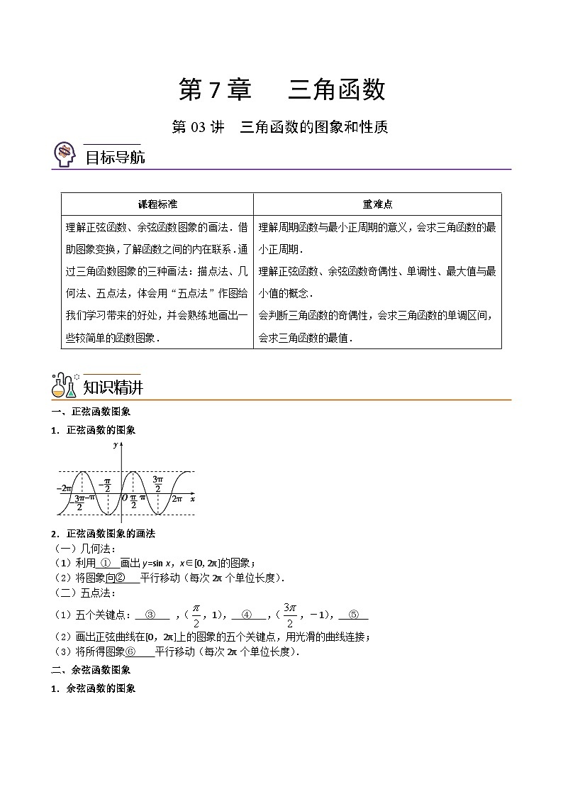 第03讲 三角函数的图象和性质-高一数学同步精品讲义（苏教版必修第一册）01