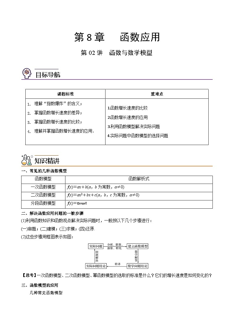 第02讲 函数与数学模型-高一数学同步精品讲义（苏教版必修第一册）01