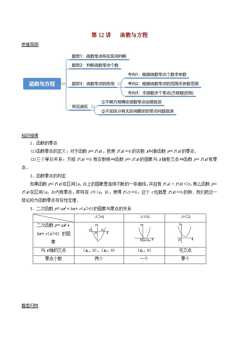 2024年新高考数学一轮复习知识梳理与题型归纳第12讲函数与方程（教师版）01
