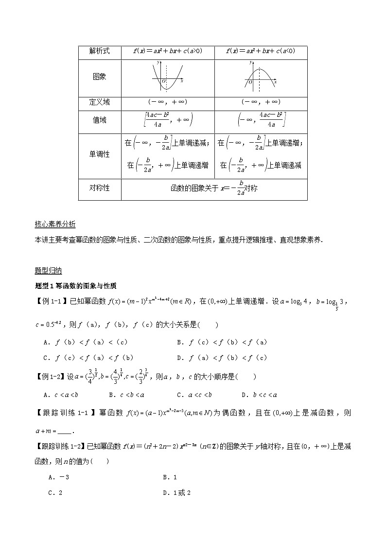 2024年新高考数学一轮复习知识梳理与题型归纳第8讲二次函数与幂函数（学生版）第2页